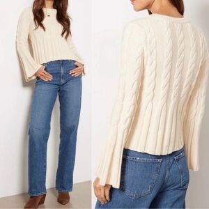NWT Evereve McKinnon Bell Sleeve Pullover Sweater beige